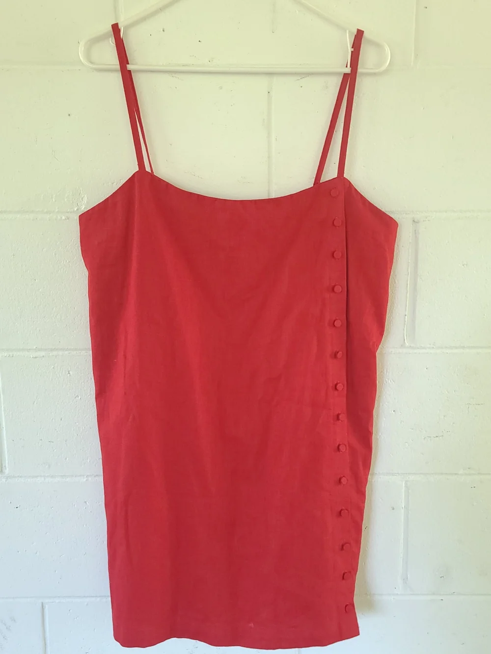 Abercrombie & Fitch Linen-Blend Button Dress Skort Vivid Red Size LG NWT